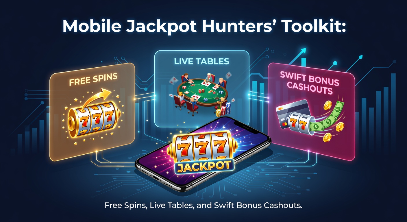 Smartphone mit leuchtenden Jackpot-Symbolen und Free-Spin-Angeboten auf einem mobilen Casino-Bildschirm