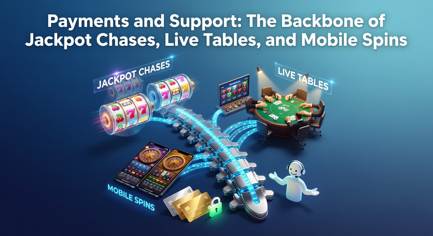Grafik zu sicheren Zahlungsmethoden und Support-Kanälen in Online-Casinos, mit Symbolen für Karten, Wallets und Chat-Icons